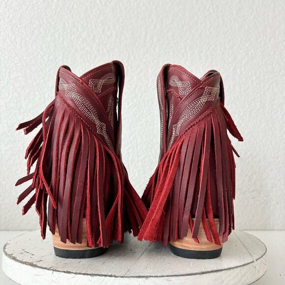 Lane SENITA FALLS Womens Cowboy Bootie 6.5 Red Fringe Western Cowgirl Boots - Picture 3 of 11